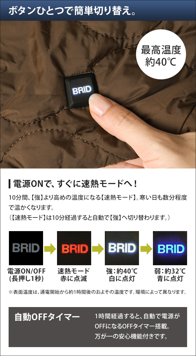 電気ひざ掛け USBブランケット 洗える BRID モールディング USB