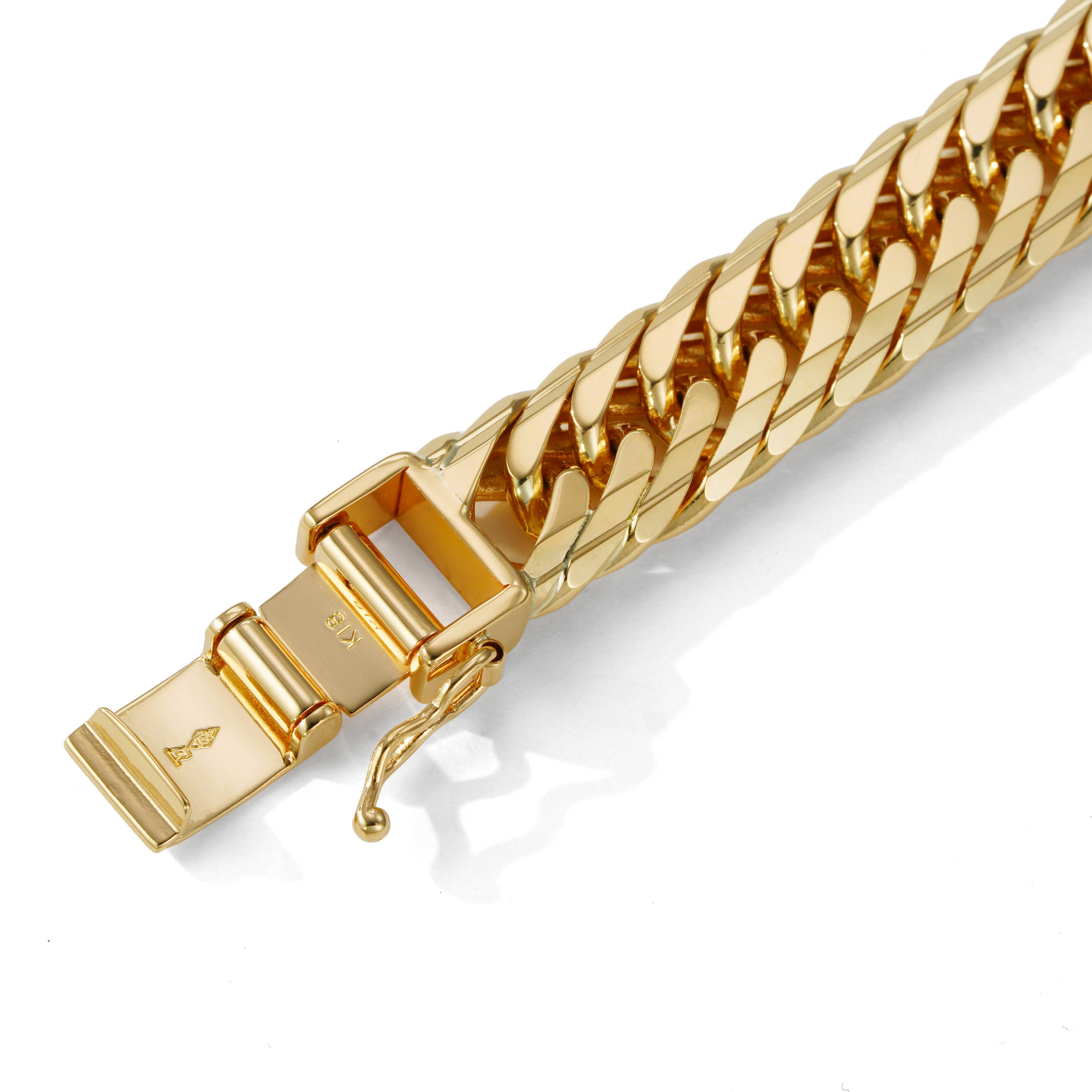 K18 18金 喜平ブレスレット 14面トリプル Mカット 48g 19cm 9.7mm幅 中