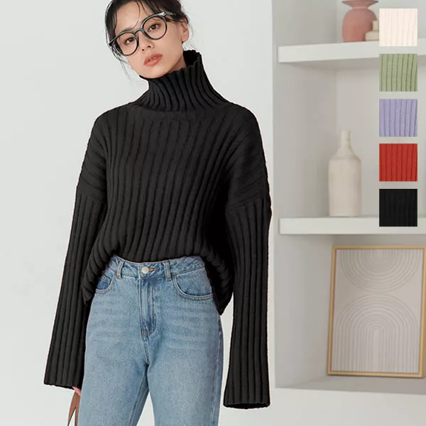 太リブワイドスリーブニット [C6186] - レディースファッション通販