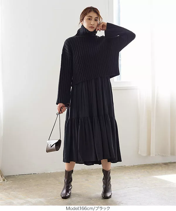 太リブワイドスリーブニット [C6186] - レディースファッション通販