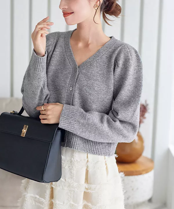 ボリュームスリーブカーディガン [C6924] - レディースファッション