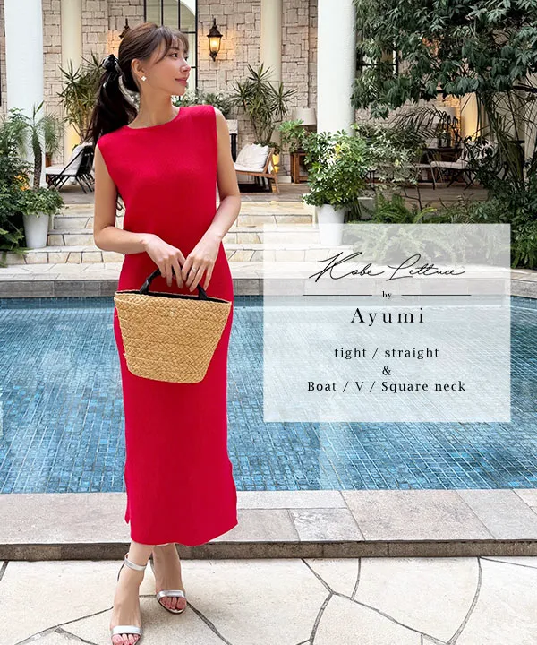 岡部あゆみさんコラボ ］選べるネックとタイプ リブニットノースリーブ