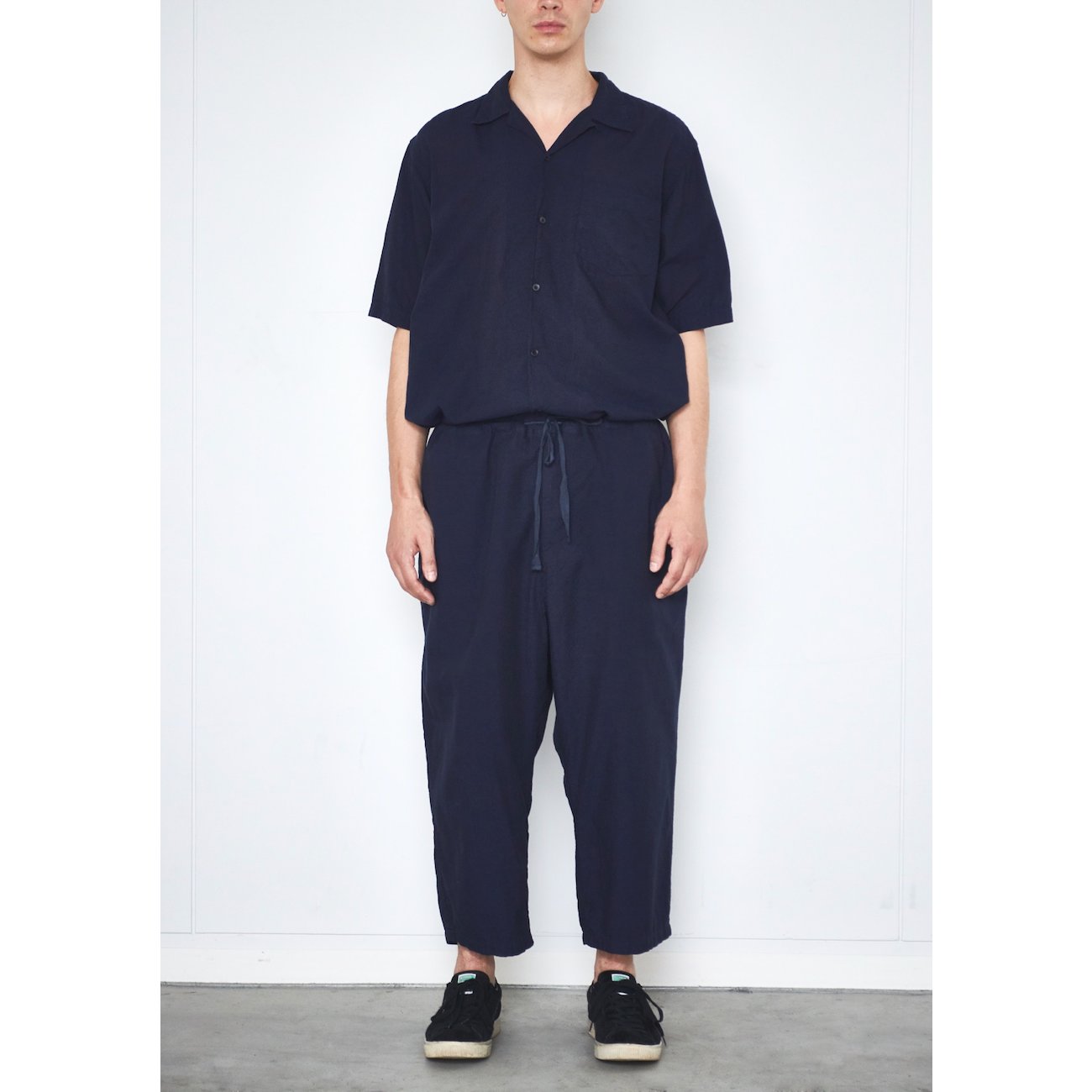 COMOLI / コモリ | ベタシャン オープンカラーシャツ - Navy | 通販