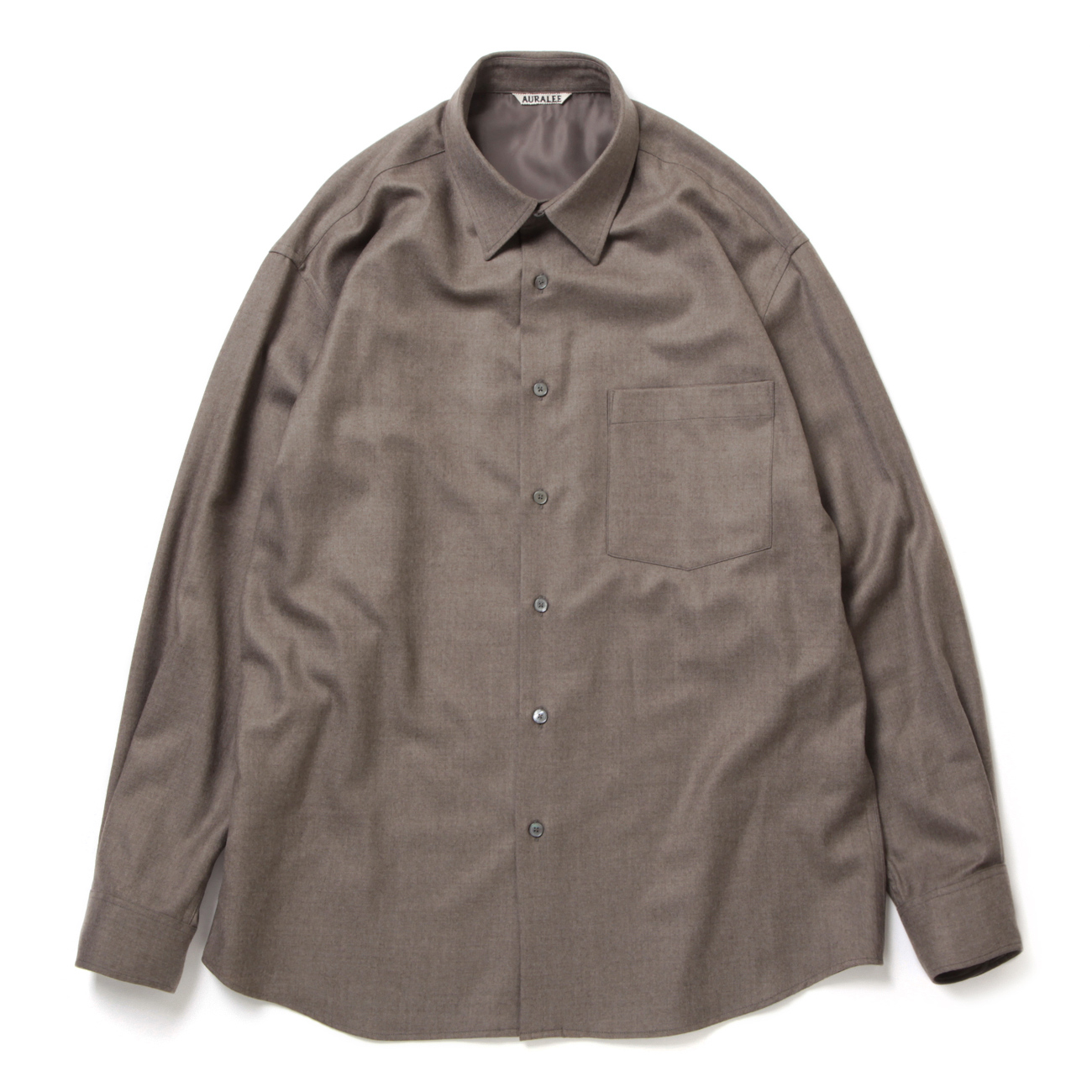 AURALEE / オーラリー | SUPER LIGHT WOOL SHIRT (メンズ) - Top Brown
