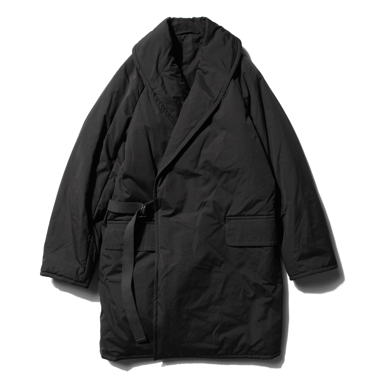 COMOLI / コモリ | 中綿 ショールカラーコート - Black | 通販 - 正規