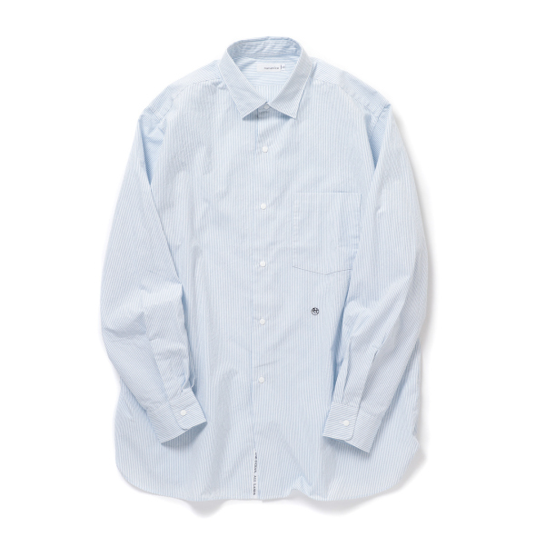 nanamica / ナナミカ | Regular Collar Stripe Wind Shirt - Sax