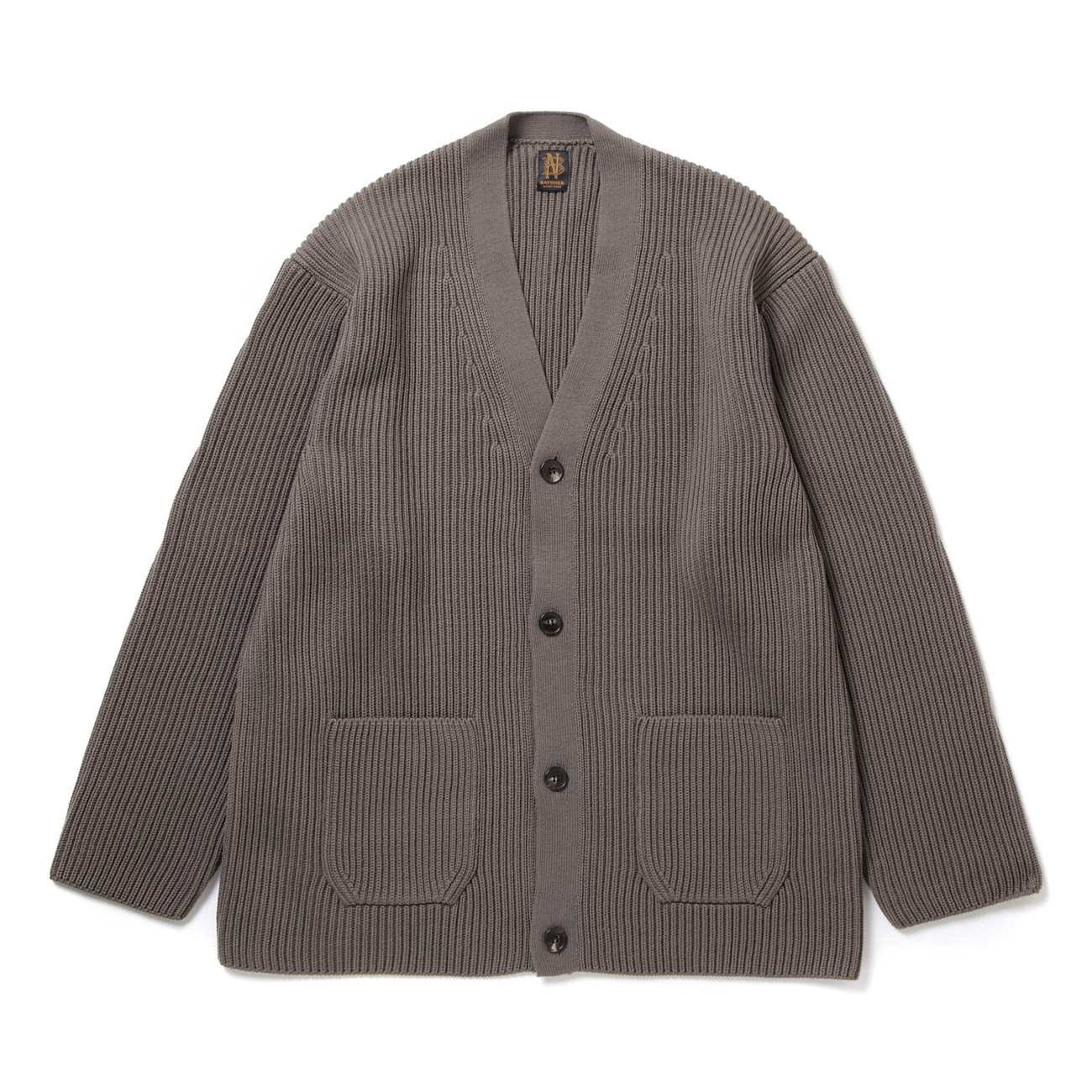 BATONER / バトナー | SOLID WOOL RIB CARDIGAN (メンズ) - Walnut