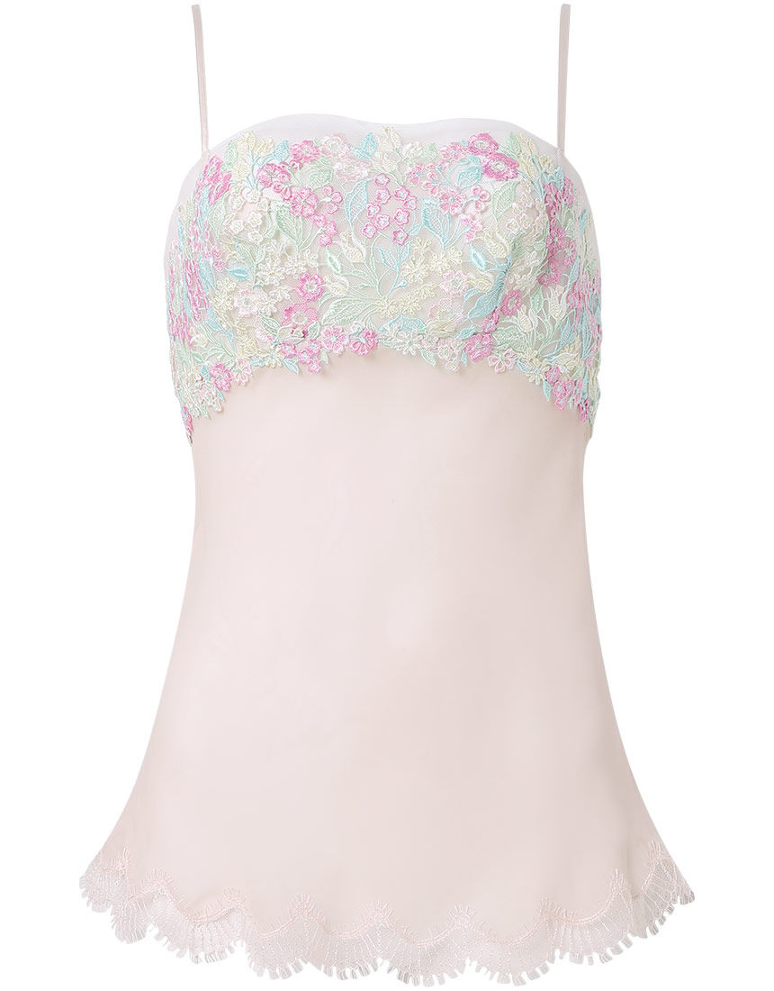 Yue 6色の刺繍糸を使った上質なケミカルレース キャミソール CJP271