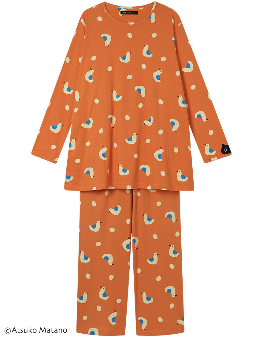 アツコマタノ 【綿100％】小鳥とたまごがかわいらしいデザイン