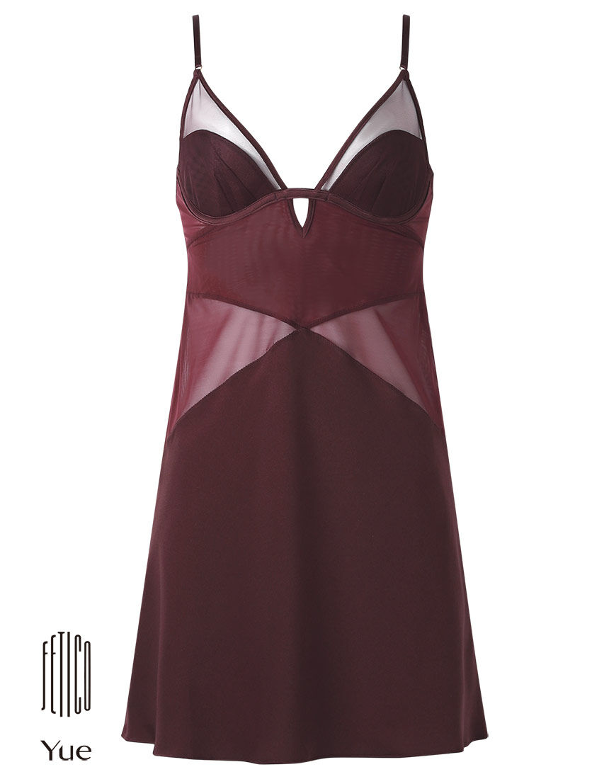 Yue FETICO×Yue 大胆な切替え・ワイヤー入りのカップ付き