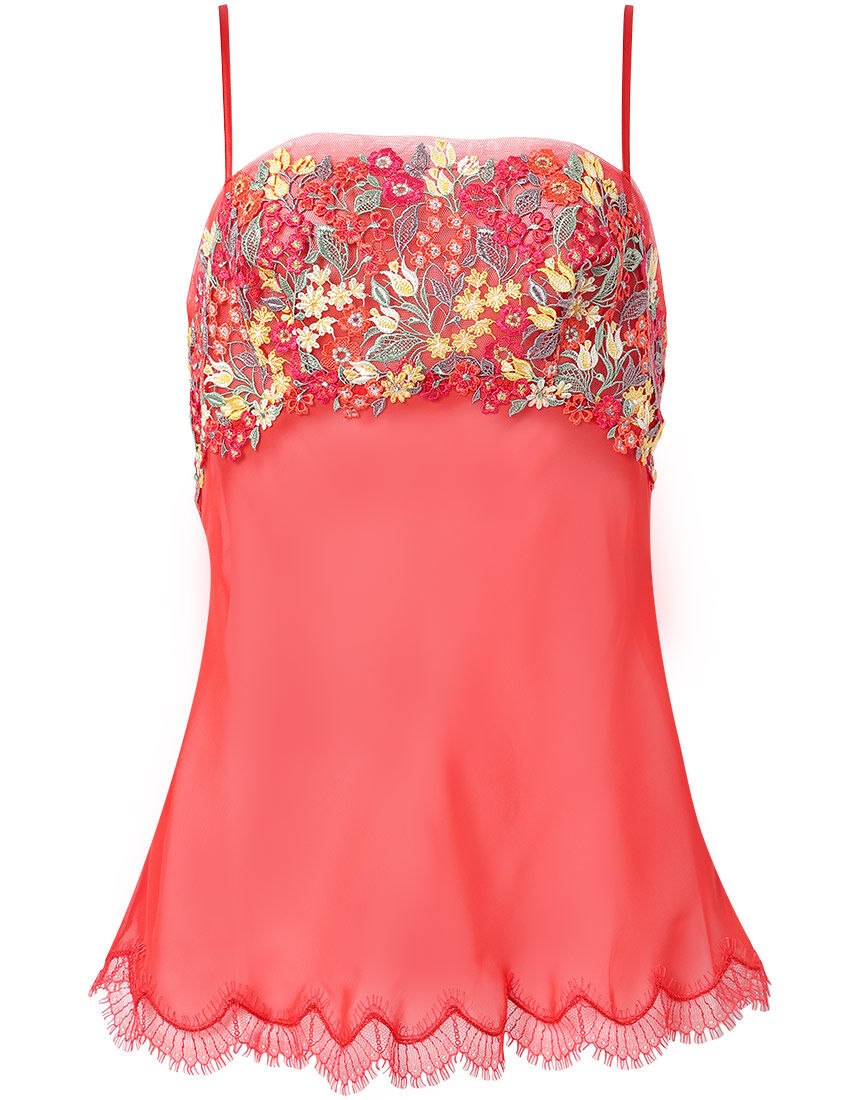 Yue 6色の刺繍糸を使った上質なケミカルレース キャミソール CJP271