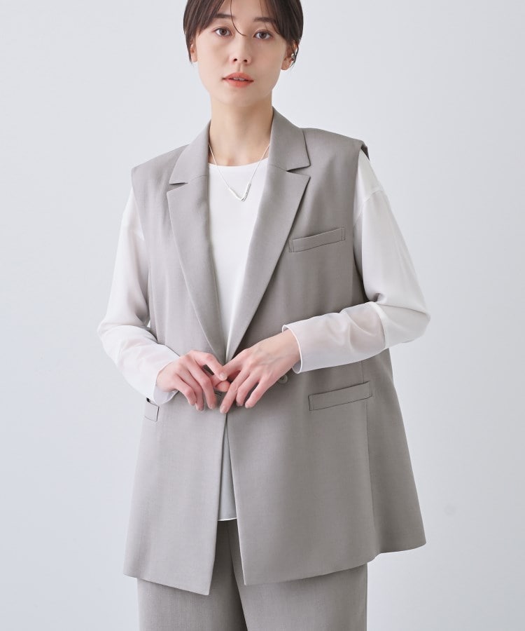 大きいサイズ✨インディヴィ スーツ セットアップ リネン混 家で洗える