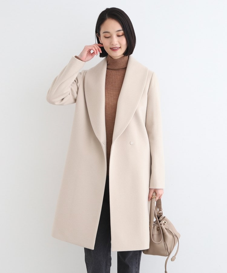WEB限定／ウール】ショールカラーロングコート（チェスターコート