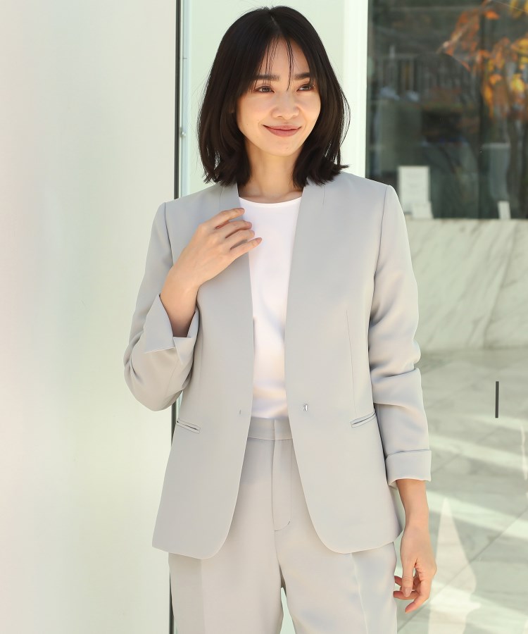 XS～3L】Vカラージャケット【ウォッシャブル／ストレッチ／通勤