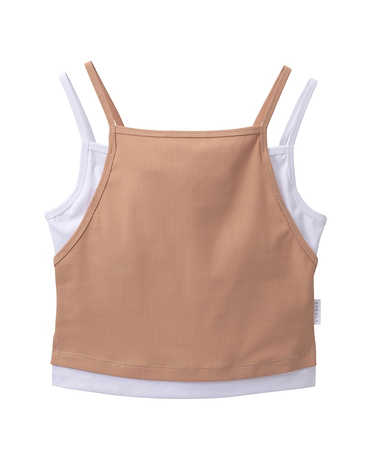 SUKALA】リブコンビショートタンクトップ(M・Lサイズ スモークオレンジ