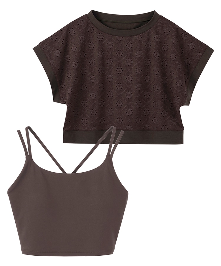 SUKALA】ブラトップ付きフラワーレーストップス(XS・L・LLサイズ オフ