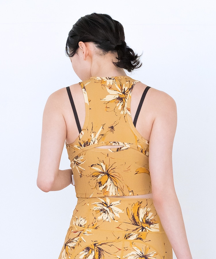 SUKALA】リブBigフラワープリントショートタンクトップ(S・Mサイズ