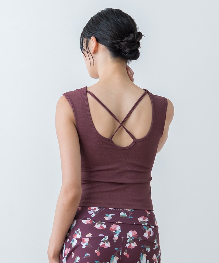 SUKALA】クロスデザインショートタンクトップ(XSサイズ ワイン