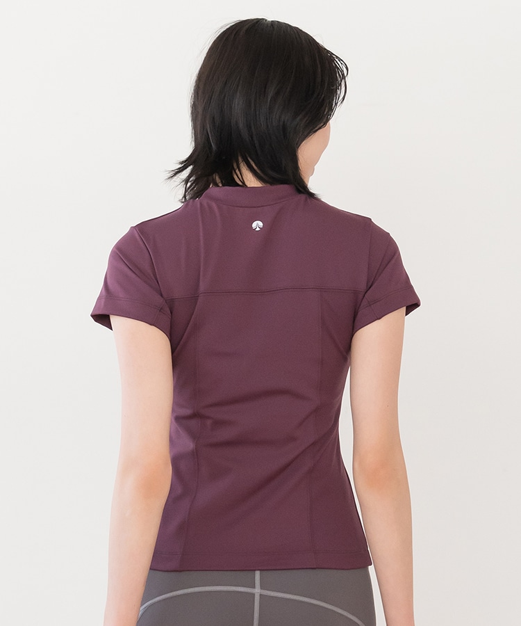 SUKALA】カップ付きミニハイネックTee(Sサイズ ボルドー・ホワイト