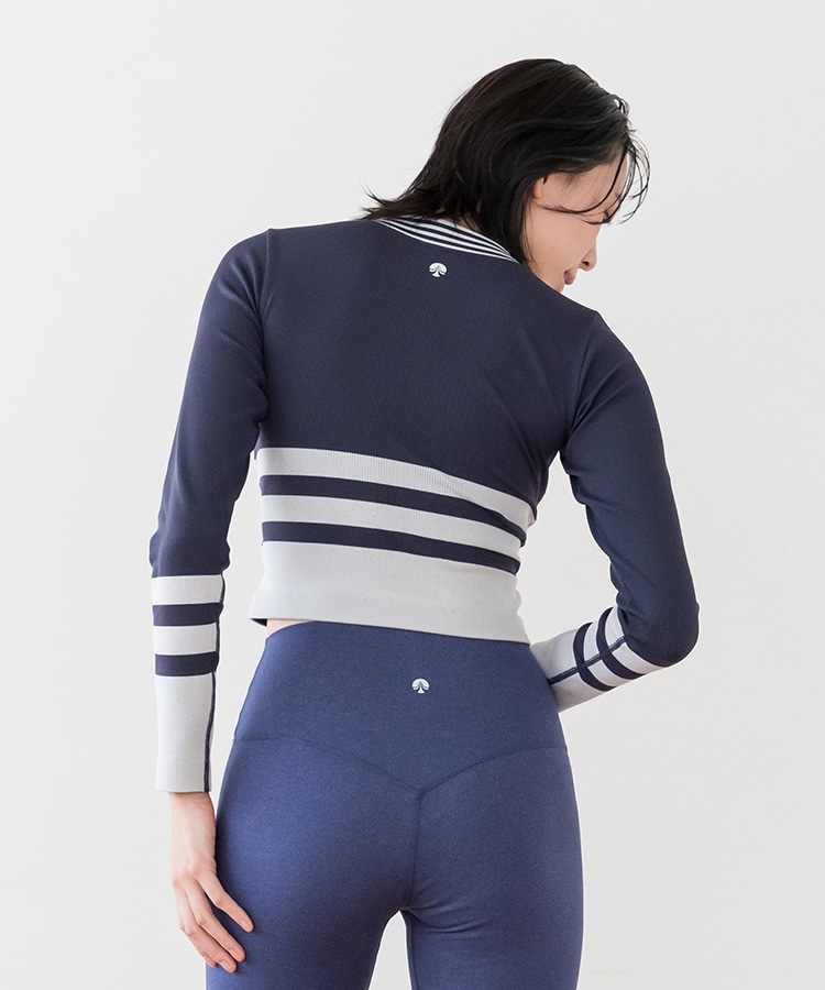 SUKALA】カップ付きボーダーニットロングスリーブトップス(Sサイズ