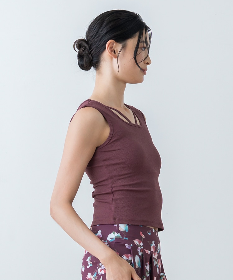 SUKALA】クロスデザインショートタンクトップ(XSサイズ ワイン