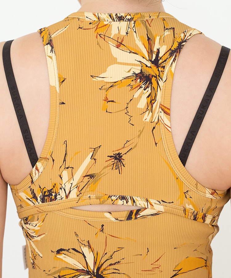 SUKALA】リブBigフラワープリントショートタンクトップ(S・Mサイズ