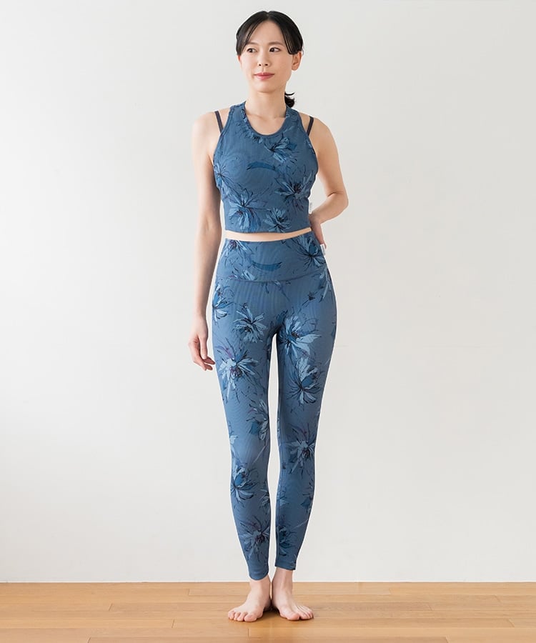 SUKALA】リブBigフラワープリントレギンス(XS・S・M・Lサイズ スモーク