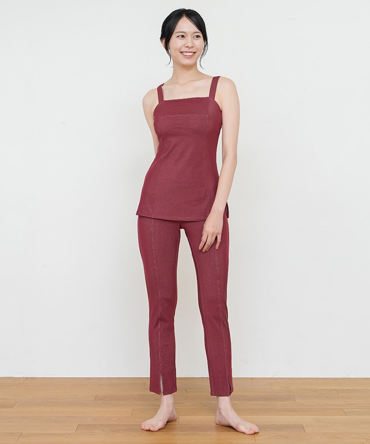 SUKALA】リブデニムロングキャミソール(XSサイズ チョコレートブラウン