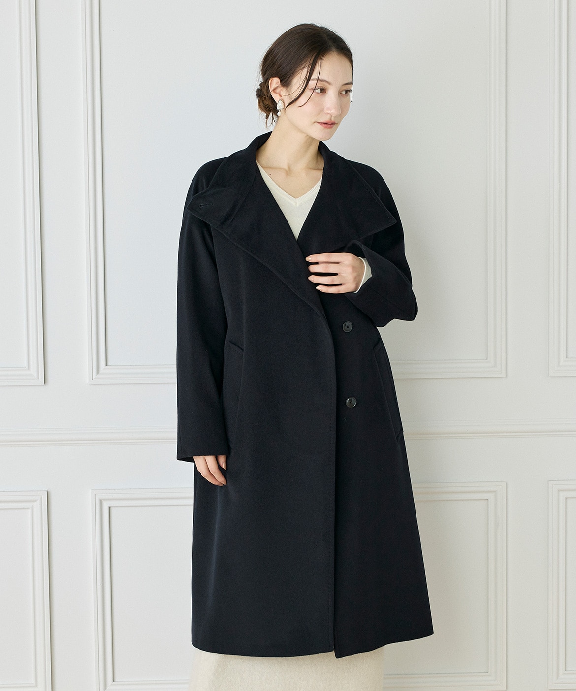 WEB限定》カシミヤ100%スタンドカラーコート｜INED（イネド