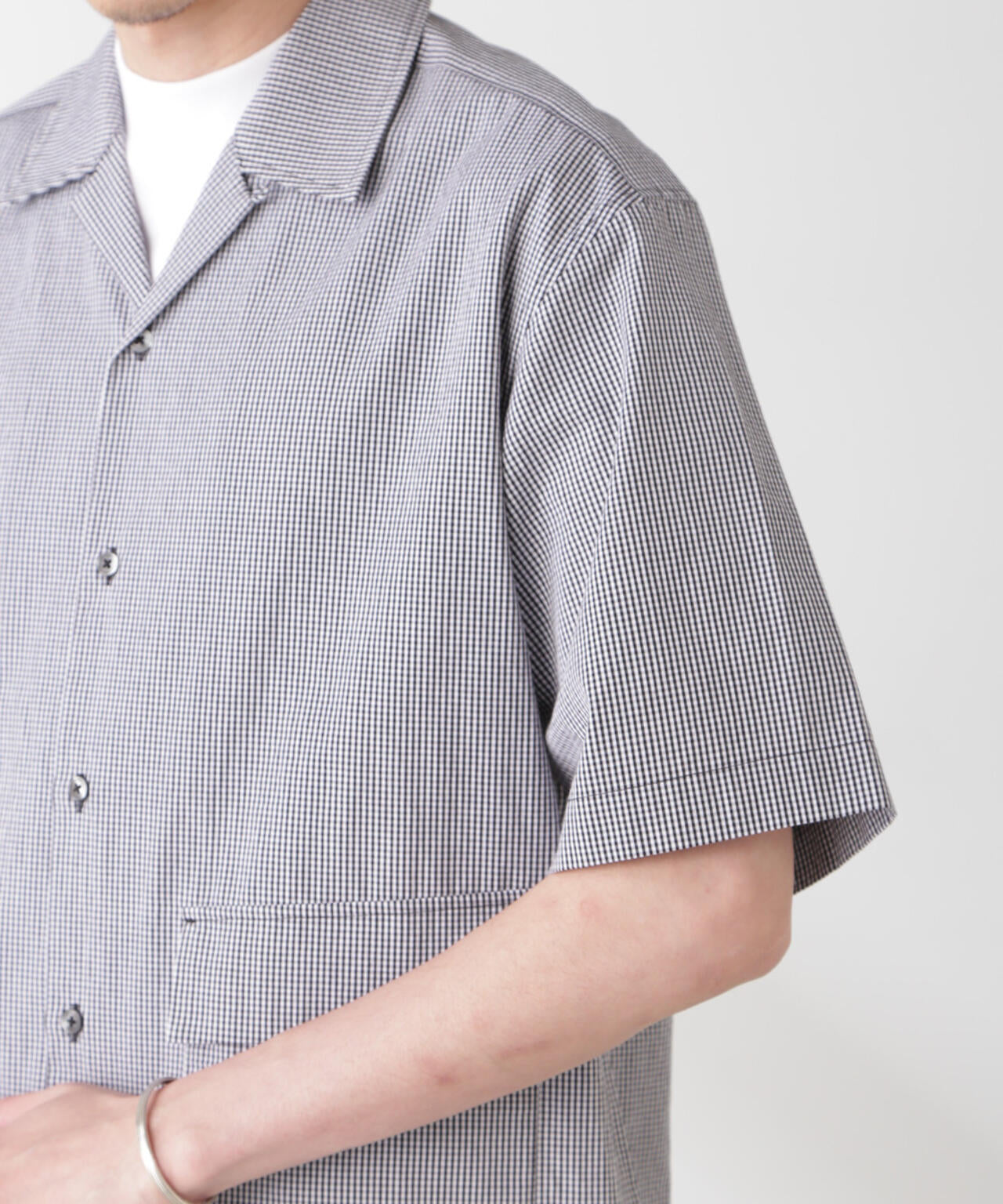 NJ/CLUB」 マイクロギンガムチェック シャツ 半袖