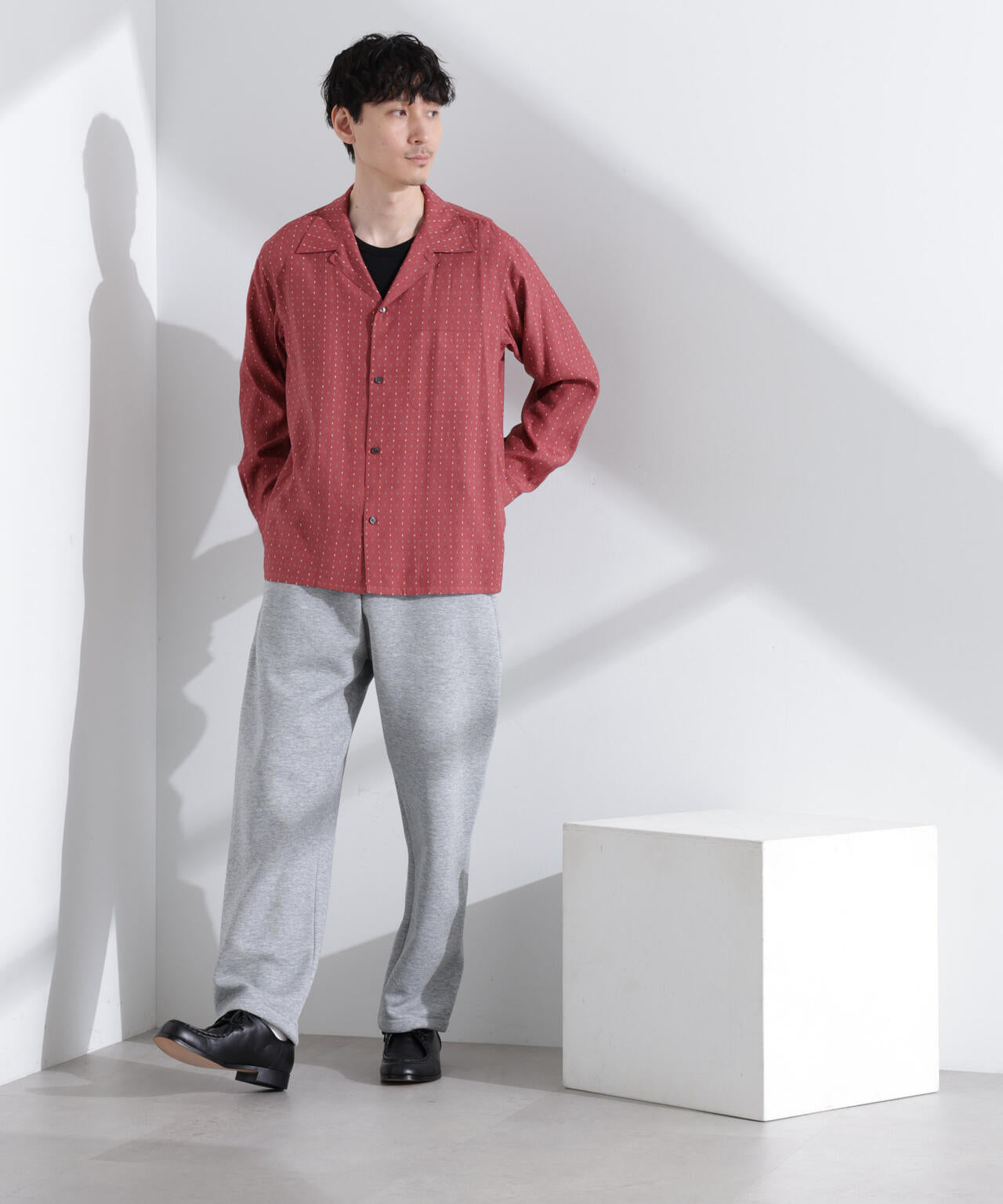 小紋オープンカラーシャツ 長袖