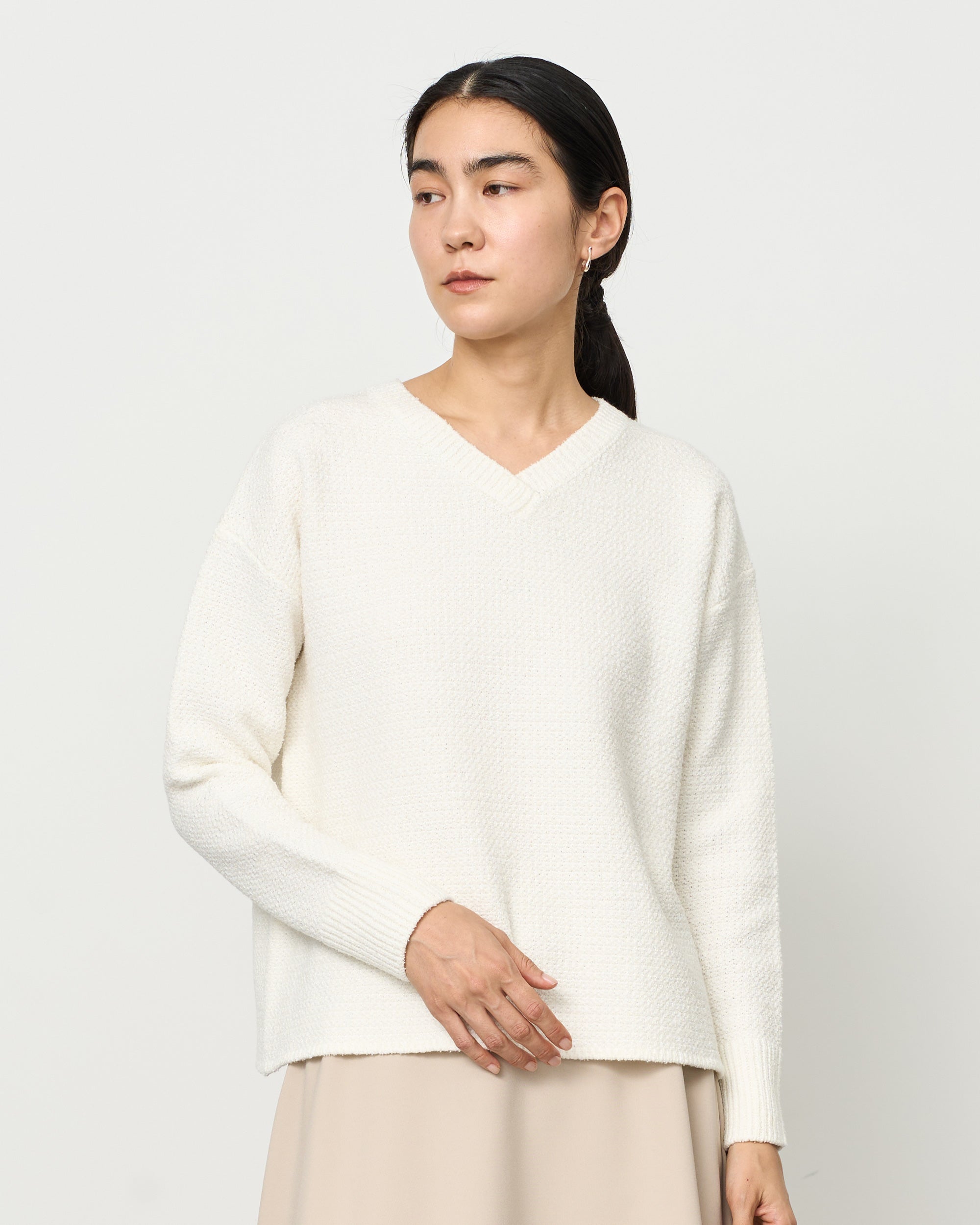 鹿の子Vネックニットプルオーバー- SOÉJU online store｜上質な大人の