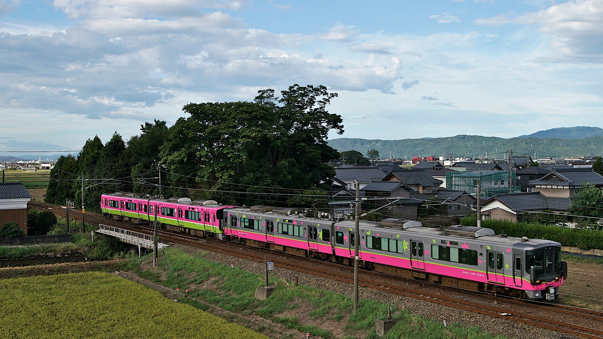 ハピラインふくい」521系のフルラッピング編成による4連運用（HF10(46