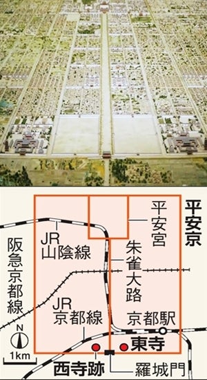 H23.3.2 平安京は大内裏を北部に置き、朱雀大路で2つの京に2分され