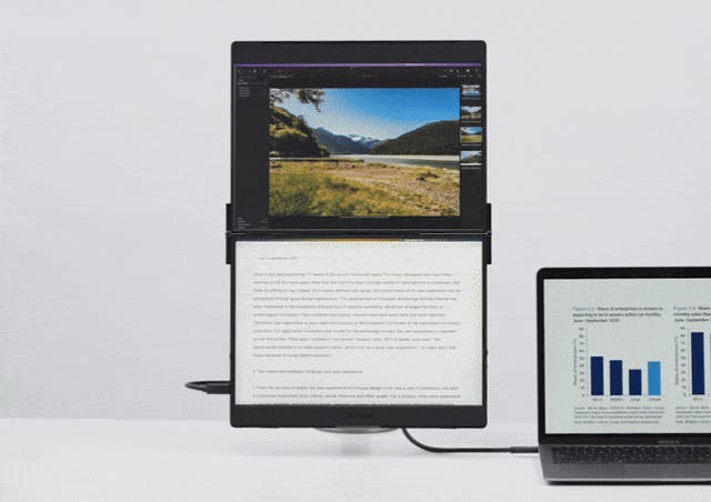 作業効率、爆上がり！折り畳んで持ち運べるデュアルポータブルモニター