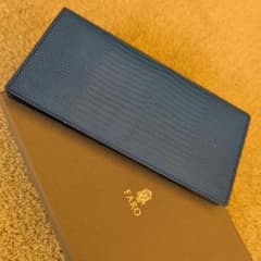 さーちゃん様専売】ファーロ FARO 長財布 リザード トカゲ 本革 ブルー