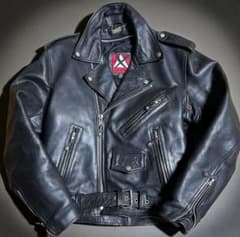 XPERT ダブルライダース レザージャケットブラック黒 キルティング 38