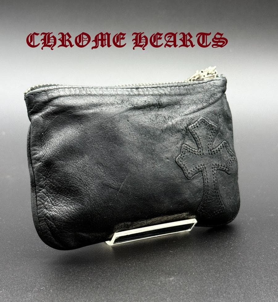 [鑑定済み] クロムハーツ チェンジパース クロスパッチ レザー 黒 小銭入れ クロムハーツ Chrome Hearts クロスパッチ チェンジパース レザー