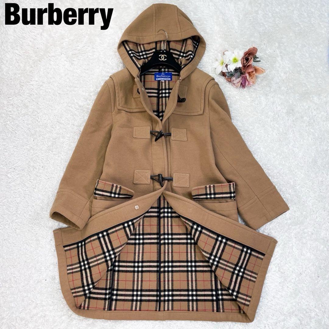 美品 バーバリーブルーレーベル ウール ダッフルコート キャメル ノバチェック 極美品 バーバリーブルーレーベル ダッフルコート ノバチェック