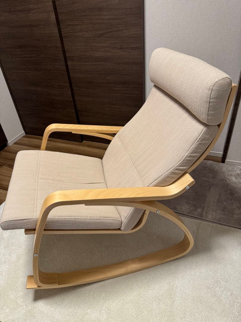 IKEA POANG ロッキングチェア POÄNG ポエング ロッキングチェア, バーチ材突き板/グンナレド