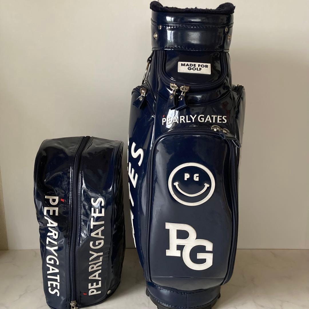 ⛳️美品 ユニセックス パーリーゲイツ エナメルキャディバッグ紺