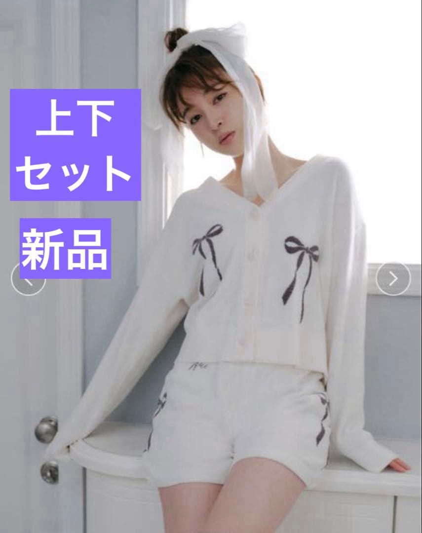 新品】ジェラートピケ ウサギオンライン限定リボンカーディガン上下