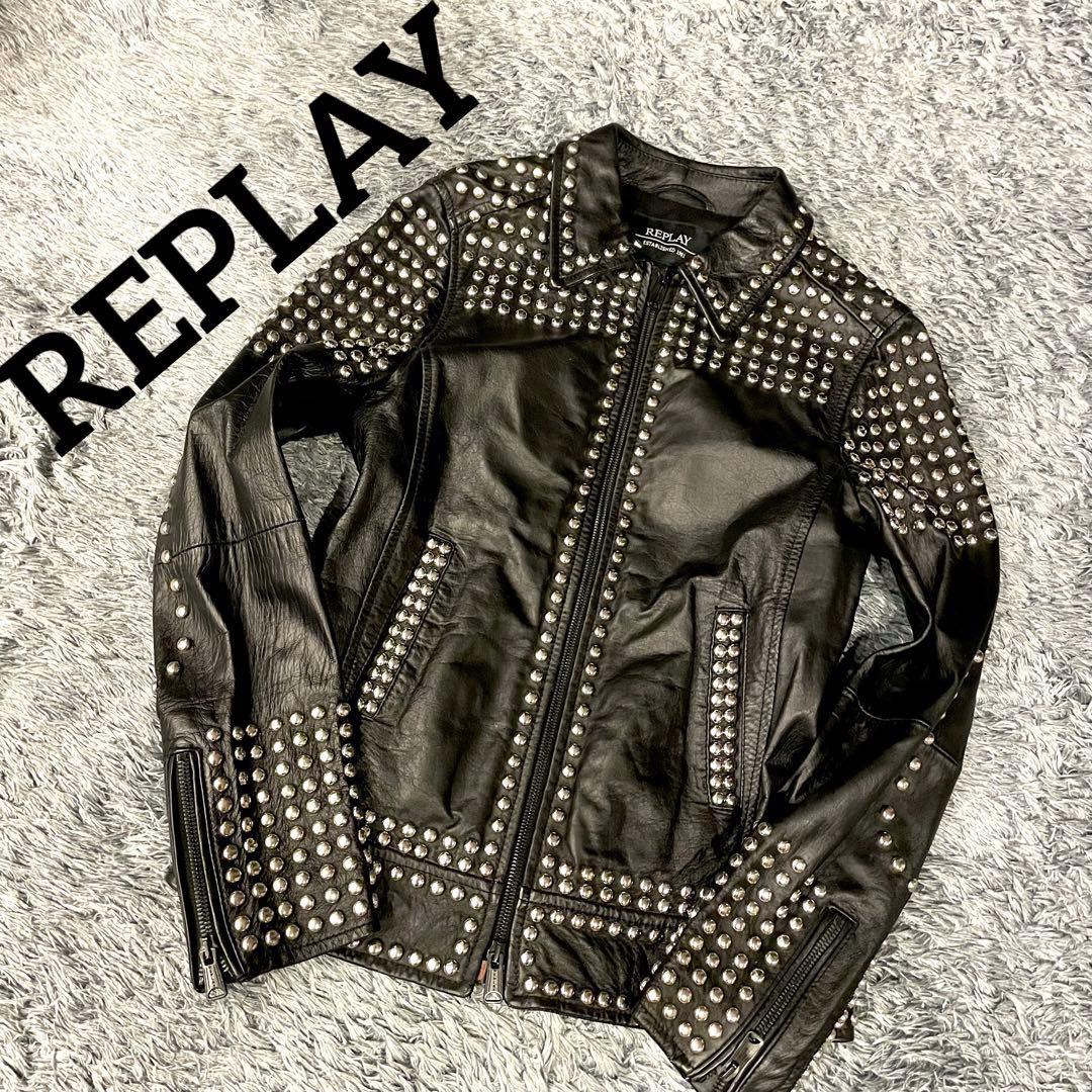 【美品】REPLAY レザージャケット スタッズ ライダース 黒 羊革 伊製 楽天市場】リプレイ レザージャケットの通販