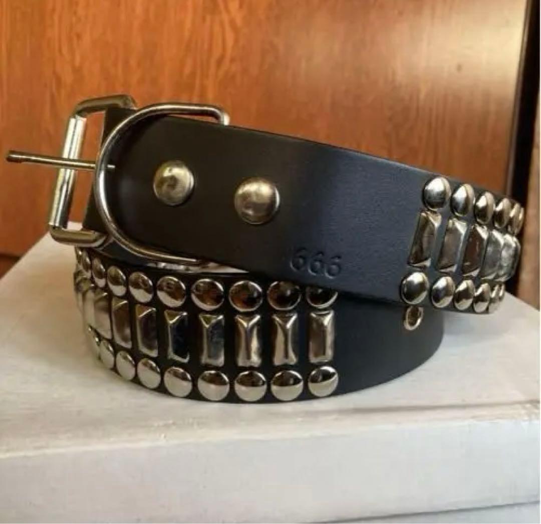 激レア　666 リベットインゴットスタッズベルト Sサイズ　y2k 激レア 666 リベットインゴットスタッズベルト Sサイズ y2k - メルカリ