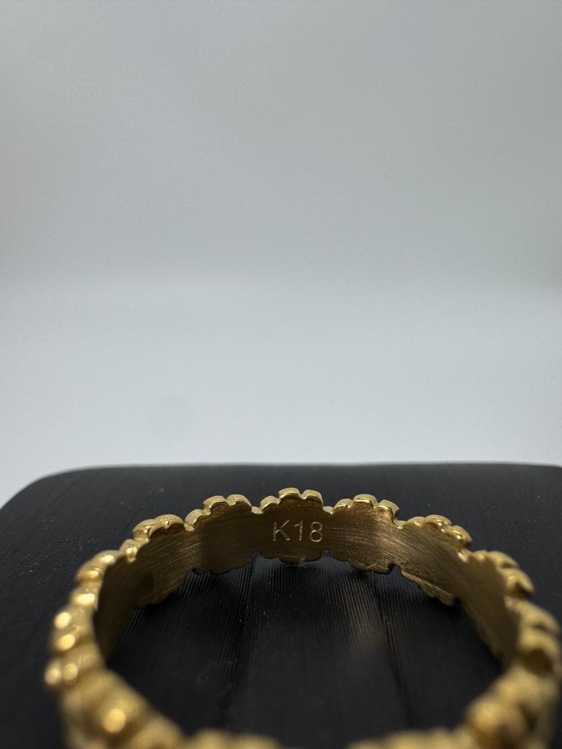 《日本製18金》K18花模様のゴールドリング2.07g 11号 即日発送