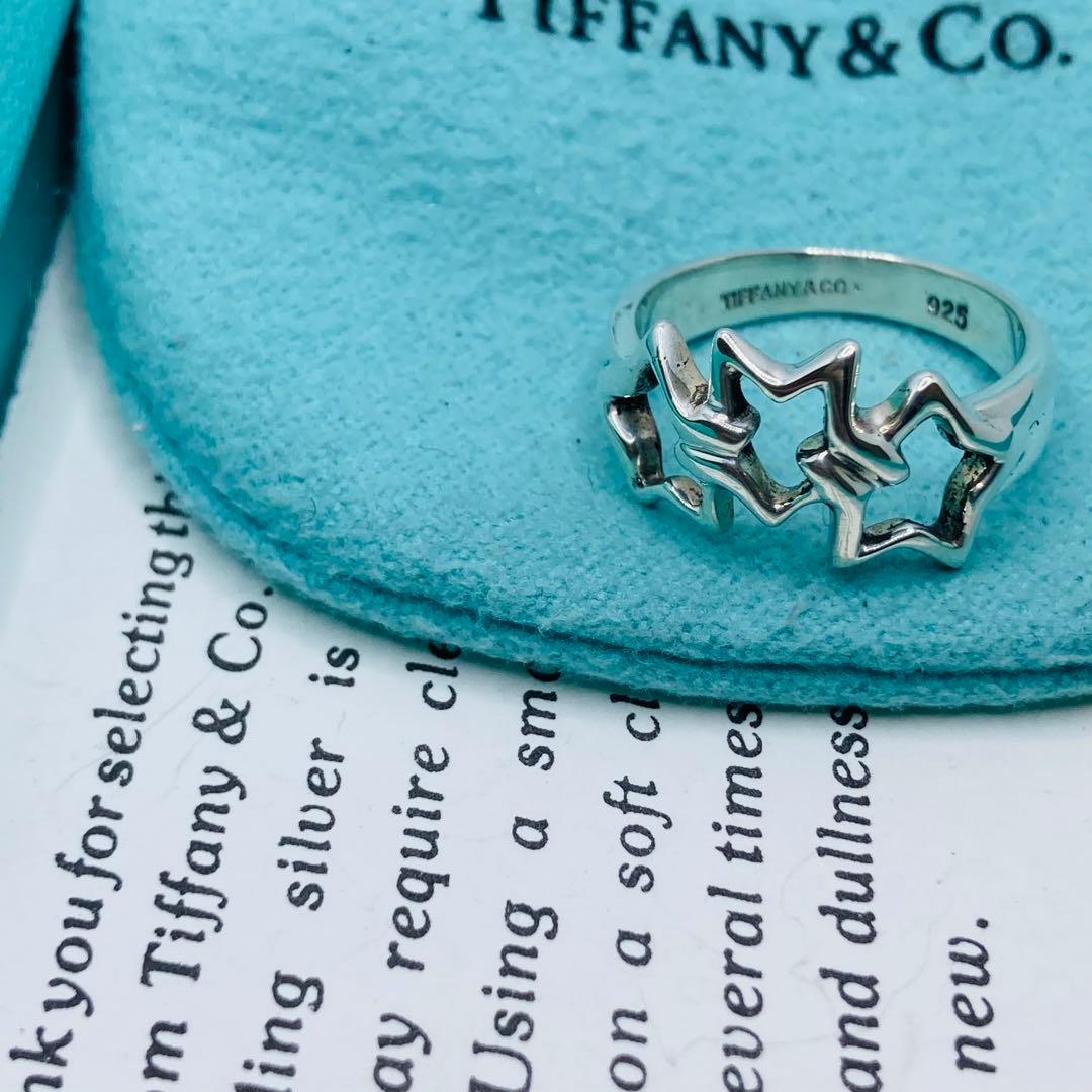 極美品✨ ティファニー リング スター 星 3連 AG925 #9 Tiffany & Co. - □美品□ ティファニー トリプルスター リング 指輪