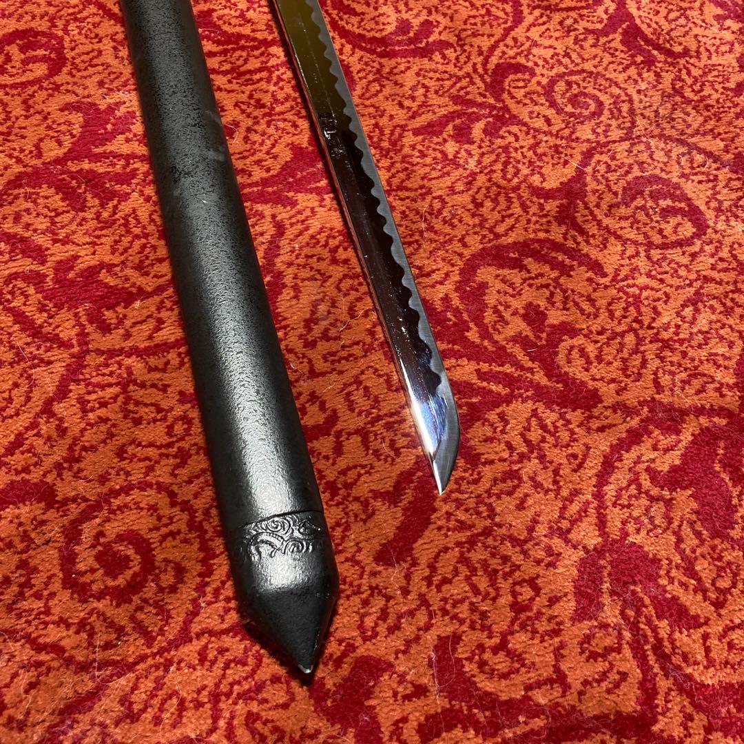 忍者大刀直刀 黒柄黒鮫皮四角鉄鍔 - メルカリ