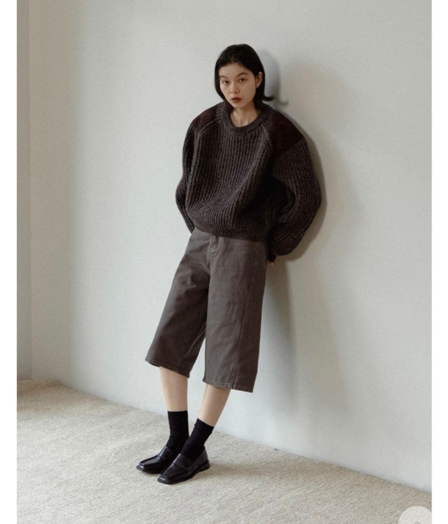 nokcha vintage like accent knit BROWN - メルカリ