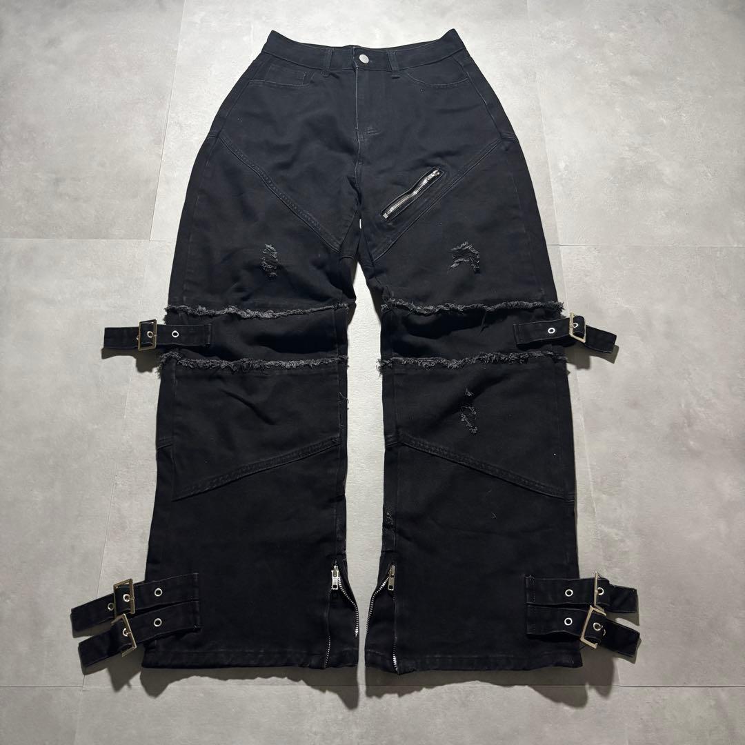y2k archive black denim gimmick opium - メルカリ