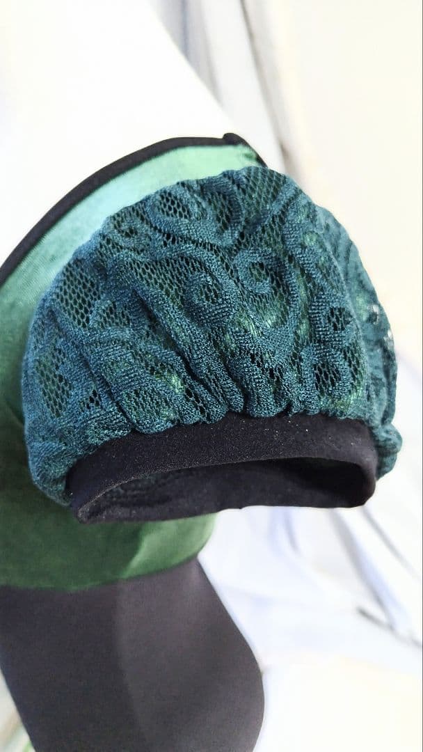 S～Mサイズ/ベロアとレースの深い緑がしっとりと高級感を醸し出す娘役レオタード